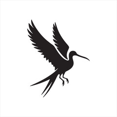 Soaring Frigatebird Silhouette Vector – Majestic Seabird with Inflated Throat Pouch, Long Wingspan, Minimal Black Outline Perfect for Nautical Wildlife Art, Logos, and Decor
