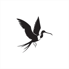 Soaring Frigatebird Silhouette Vector – Majestic Seabird with Inflated Throat Pouch, Long Wingspan, Minimal Black Outline Perfect for Nautical Wildlife Art, Logos, and Decor
