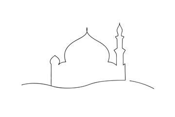 Simple line drawing of a mosque islamic architecture