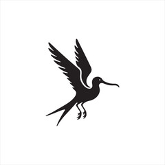 Soaring Frigatebird Silhouette Vector – Majestic Seabird with Inflated Throat Pouch, Long Wingspan, Minimal Black Outline Perfect for Nautical Wildlife Art, Logos, and Decor
