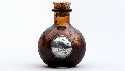 Ornate glass bottle with cork