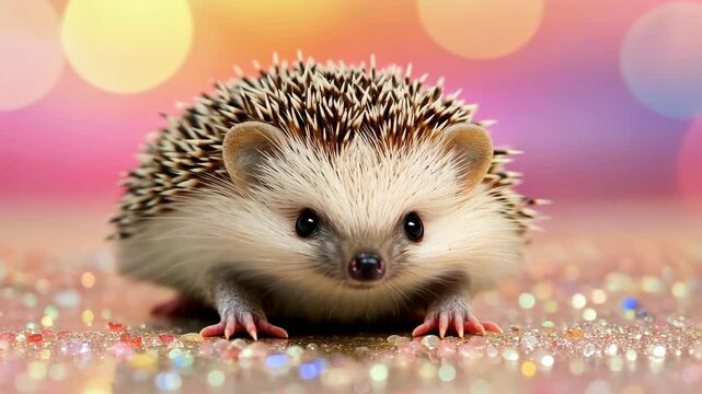 Charming Hedgehog Portrait: An adorable hedgehog with a spiky coat, captivating eyes, and curious expression, presented against a softly blurred backdrop, radiating warmth and cuteness.