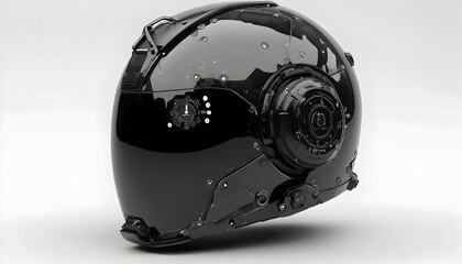 Futuristic black helmet, highly detailed and polished