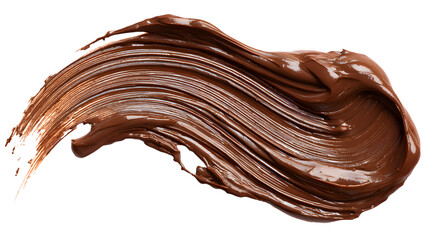 Swirl of smooth creamy chocolate spread isolated against a deep black background close-up of delicious food texture isolated on white transparent
