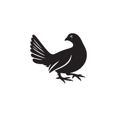 Strutting Grouse Silhouette Vector Art – Bold Forest Game Bird Design with Fanned Tail, Minimalist Black Outline for Rustic Wildlife Themes, Hunting Logos, and Nature Decor

