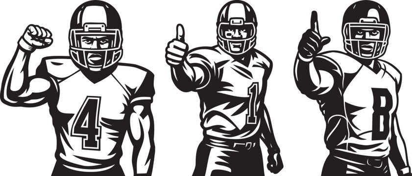 American football champions vector illustration with players raising hands and celebrating for sports posters, social media, digital banners, t-shirts, greeting cards, and merchandise