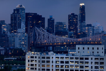 Cityscape view at dusk in New York City