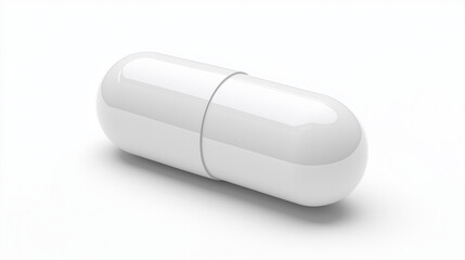  white  pill , capsule isolated on a white background, pharmaceutical appearance.