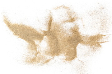 Sand scattered flying, isolated on white background	