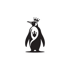 Majestic King Penguin Silhouette Vector Art – Elegant Antarctic Bird with Upright Stance, Bold Black Outline Perfect for Wildlife Graphics, Cold Climate Themes, Logos, and Decor
