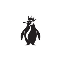 Majestic King Penguin Silhouette Vector Art – Elegant Antarctic Bird with Upright Stance, Bold Black Outline Perfect for Wildlife Graphics, Cold Climate Themes, Logos, and Decor
