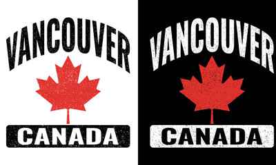 Vancouver Canada T-Shirt, Vintage Maple Leaf Distressed Canadian City Pride Design