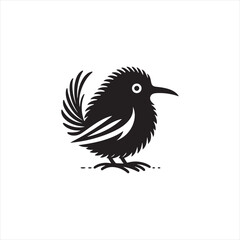 Obraz premium Nocturnal Kiwi Silhouette Vector Art – Unique Flightless Bird Design with Long Beak and Round Body, Minimalist Black Outline for New Zealand Wildlife, Nature Logos, and Rustic Decor 