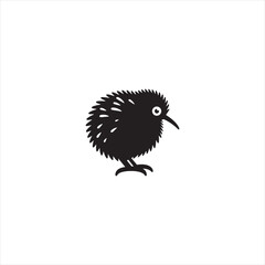 Nocturnal Kiwi Silhouette Vector Art – Unique Flightless Bird Design with Long Beak and Round Body, Minimalist Black Outline for New Zealand Wildlife, Nature Logos, and Rustic Decor

