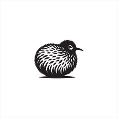 Nocturnal Kiwi Silhouette Vector Art – Unique Flightless Bird Design with Long Beak and Round Body, Minimalist Black Outline for New Zealand Wildlife, Nature Logos, and Rustic Decor
