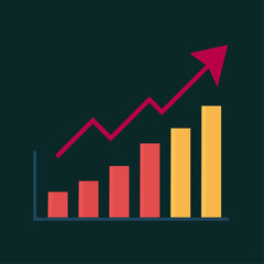 Obraz premium Business Growth Chart with Upward Arrow – Financial Success and Data Analytics Concept