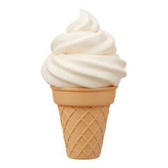 Delicious Vanilla Soft Serve Ice Cream Cone Isolated