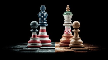 Obraz premium USA, Israel and Iran Chess Standoff 