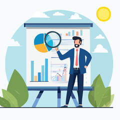 Data analysis chart and report, financial research or analyze information for marketing insight, analytics or optimization diagram, smart information, businessman analyze data with magnifying glas