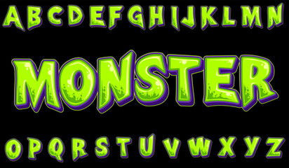 Green Monster Alphabet Vector Font - Scary Slime Style Cartoon Letters for Halloween or Kids Design