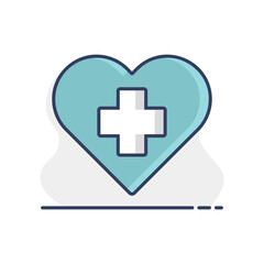 Cross inside heart vector icon. Medical sign