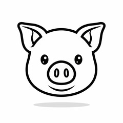 A simple, cartoonstyle drawing of a pigs face. Black outline, white fill, minimal detail.