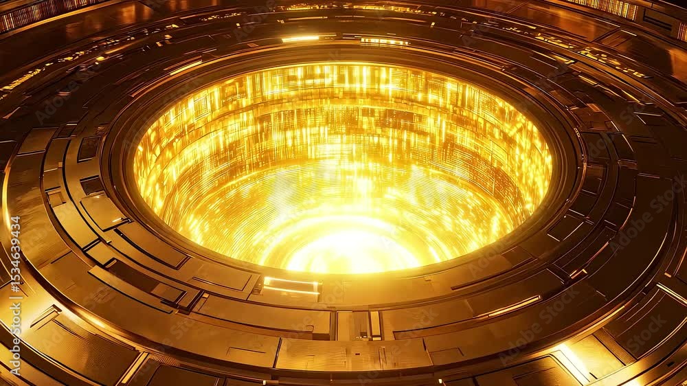 Poster futuristic golden data channel loop animation