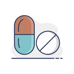Tablets and pill vector icon. Medical sign