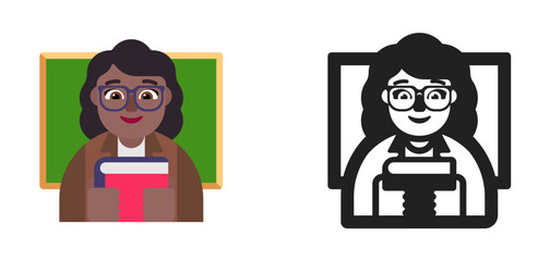 Teacher Female with Book Medium Dark Skin