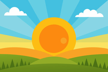 Sunrise Landscape Vibrant Hills and Golden Rays