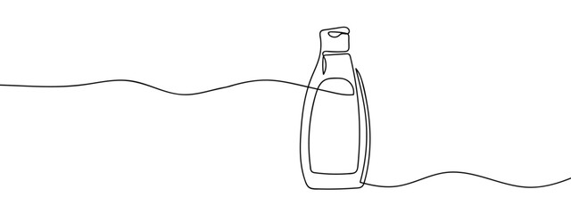 continuous line shampoo bottle Hand drawn vector art lines on transparent background. Editable strokes.