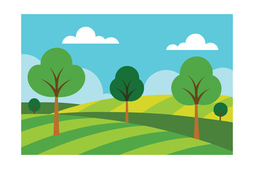 Fototapeta premium Serene Rolling Hills Landscape A Picturesque Summer Day in the Countryside