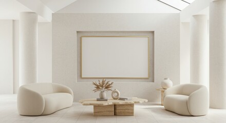 Frame Mockup in a Modern Minimalist Living Room