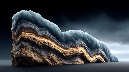 A deep blue marble slab with swirling white patterns, crystalline textures, and reflective elements that catch ambient light in a dynamic way