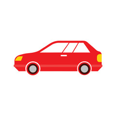 Fototapeta premium Red Car Side View Illustration Simple Car Design Graphic
