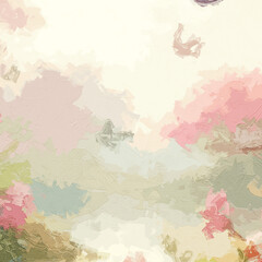 Various oil paintings, flowers, spotted deer, birds, swans, roses, peonies, lotus leaves, lotus flowers, rabbits, butterflies