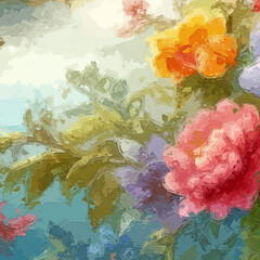 Various oil paintings, flowers, spotted deer, birds, swans, roses, peonies, lotus leaves, lotus flowers, rabbits, butterflies