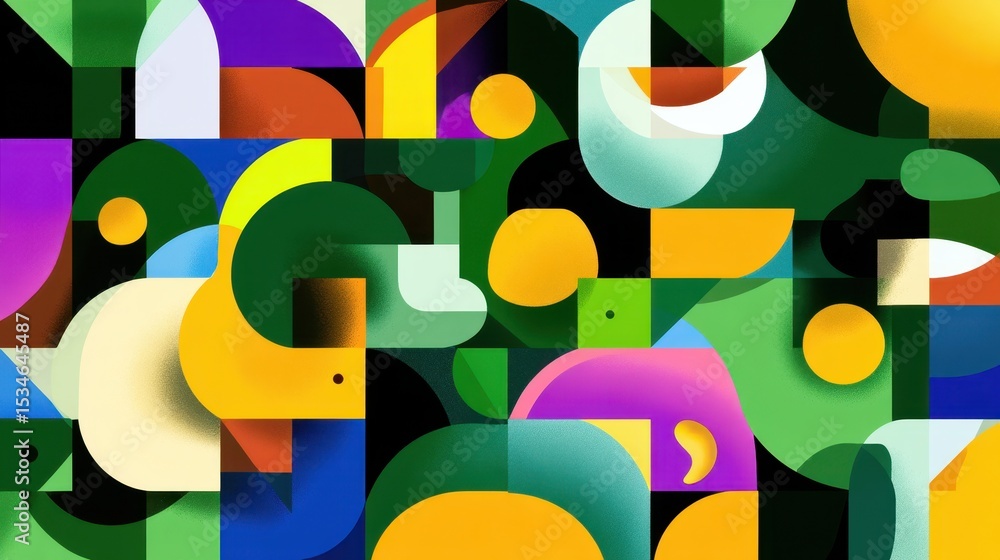 Aufkleber colorful abstract shapes morphing together in a dynamic imaginative composition of visual elements