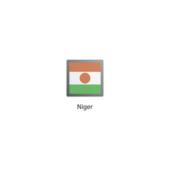 Flat square icon of Niger flag. Simple vector illustration.
