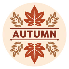 Autumn Typography with Vintage Leaf Frame