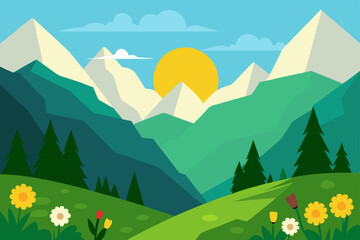 Obraz premium summer landscape with mountains