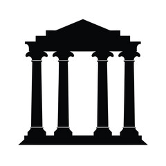 Obraz premium Ancient Greek Temple Silhouette Architectural Design Icon