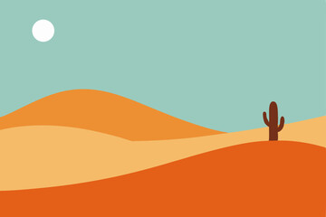 
Desert landscape with a walking camel and a man at sunset, showcasing the vast sand dunes and oran