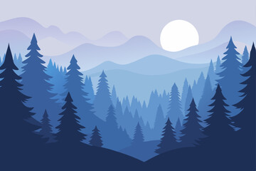 Fototapeta premium Snow-covered winter mountain landscape with frosted trees under a cold sky, perfect for a Christmas season scene