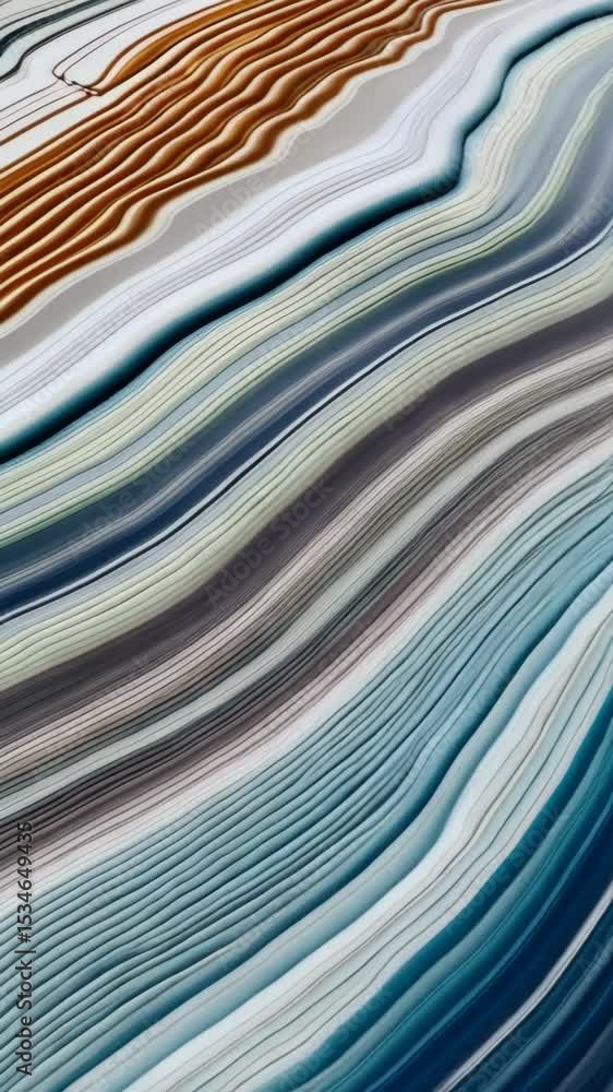 Poster abstract sandy dune and flowing turquoise blue stream art rendering with smooth wavy texture details