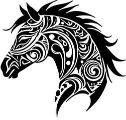 tribal horse head tattoo