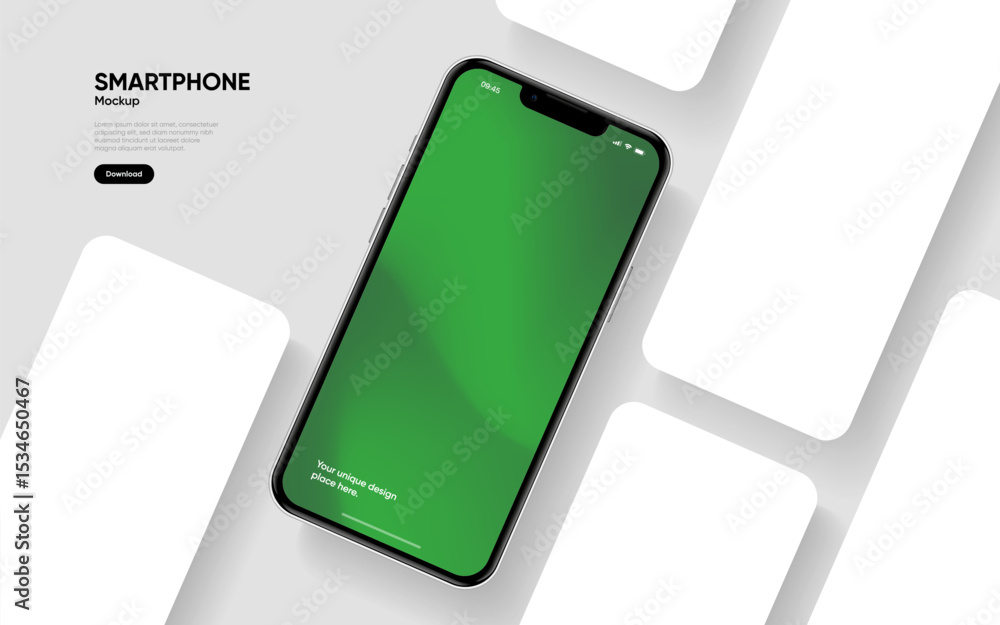 Aufkleber Realistic smartphone mockup. Mobile phone vector with isolated on white background. Device front view. 3D mobile phone with shadow. Realistic, high quality smart phone mockup for ui ux presentation.