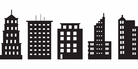 Black building skyline vector illustration for city architecture and urban landscape design projects vector art silhouette