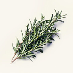 Fototapeta premium Fresh green rosemary sprigs, aromatic herb bundle on white