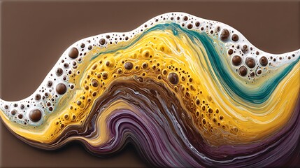 A deep chocolate marble background with rich coffee and caramel tones, bold streaks, and dramatic lighting casting soft reflections